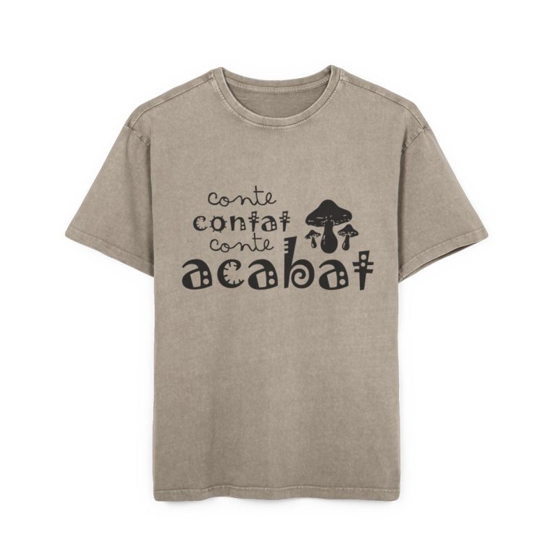 Camiseta oversize lavado acido - Caqui oscuro - Camiseta «Conte contat»