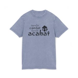 Camiseta lavado acido cuello redondo - Azul vintage - Camiseta «Conte contat»