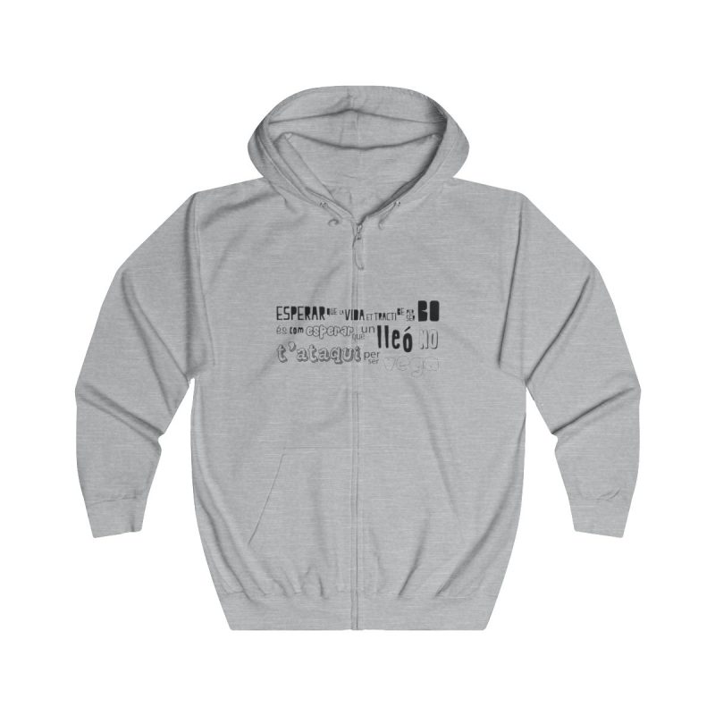Sudadera con capucha y cremallera - Gris jaspeado claro - Lleó vegà