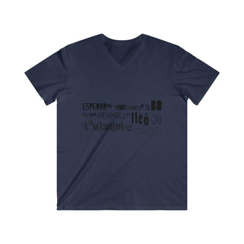 Camiseta hombre entallada cuello de pico - Azul marino - Lleó vegà Camiseta hombre entallada cuello de pico - Azul marino - Lleó vegà