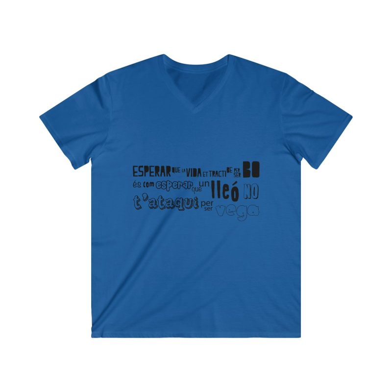 Camiseta hombre entallada cuello de pico - Azul royal - Lleó vegà