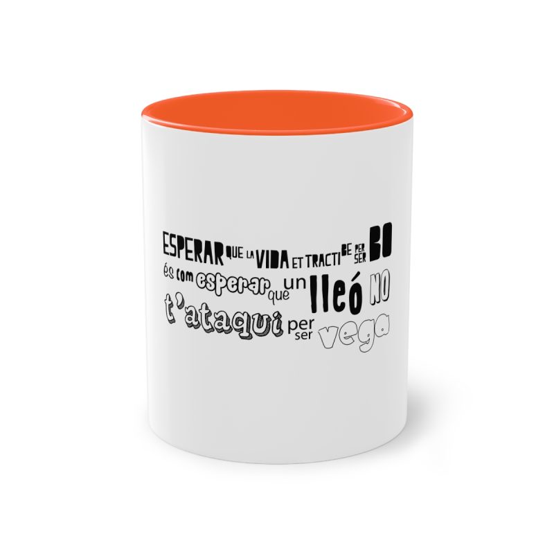 Taza bicolor - Naranja - Lleó vegà