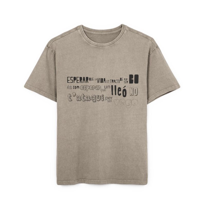 Camiseta oversize lavado acido - Caqui oscuro - Lleó vegà