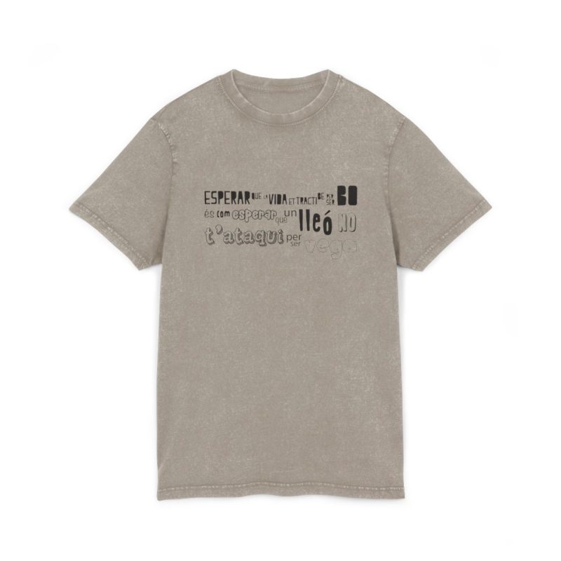 Camiseta lavado acido cuello redondo - Caqui oscuro - Lleó vegà