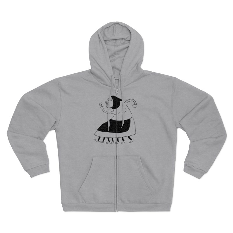 Sudadera capucha con cremallera premium - Gris jaspeado claro - Camiseta «Jaia Corema»