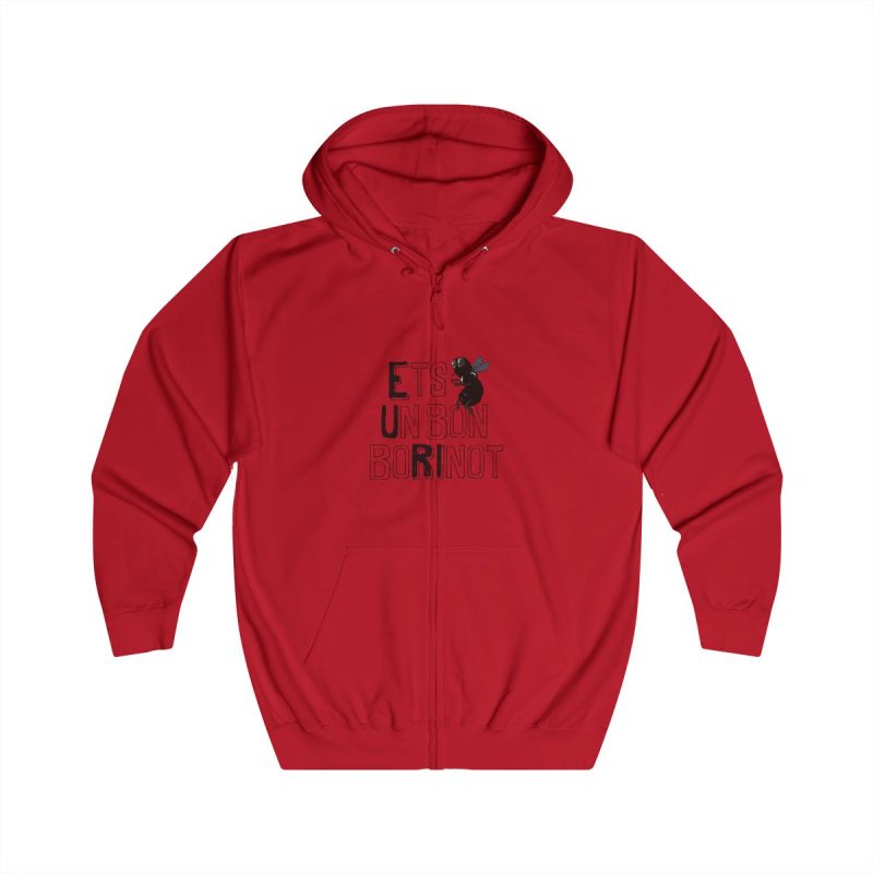 Sudadera con capucha y cremallera - Rojo fuego - Camiseta «Ets un bon borinot»