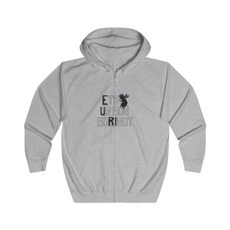 Sudadera con capucha y cremallera - Gris jaspeado claro - Camiseta «Ets un bon borinot»