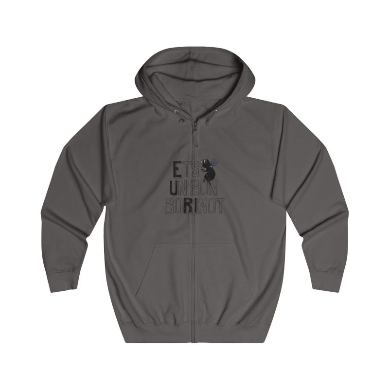 Sudadera con capucha y cremallera - Gris acero - Camiseta «Ets un bon borinot»