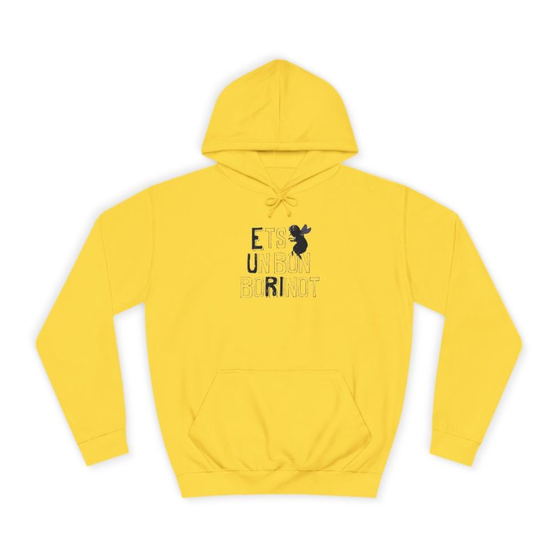 Sudadera universitaria - Amarillo sol - Camiseta «Ets un bon borinot»