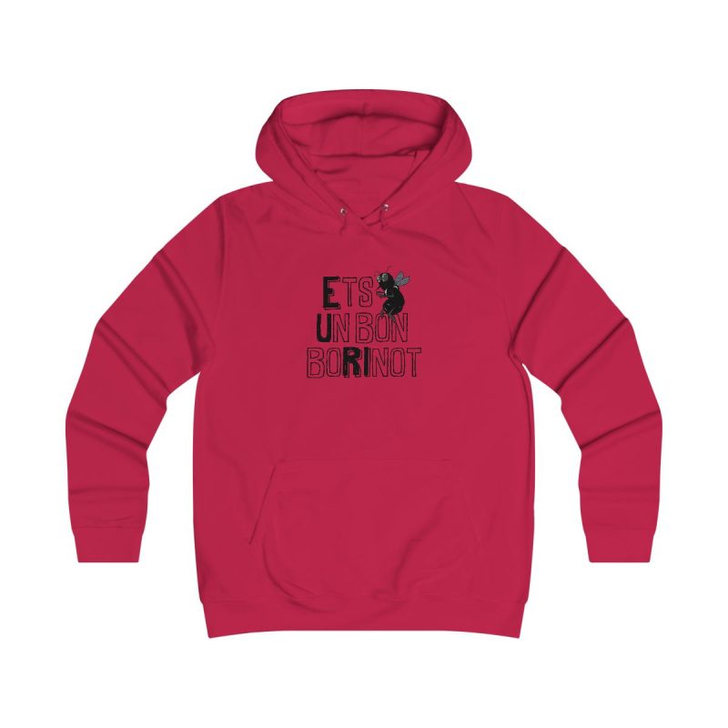 Sudadera universitaria mujer - Rojo fuego - Camiseta «Ets un bon borinot»