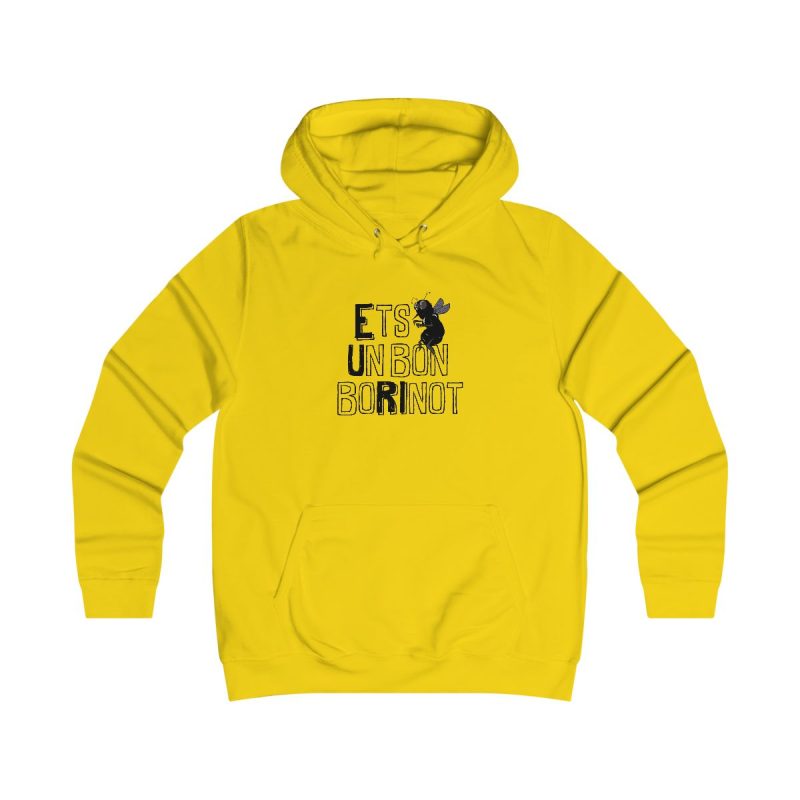 Sudadera universitaria mujer - Amarillo sol - Camiseta «Ets un bon borinot»