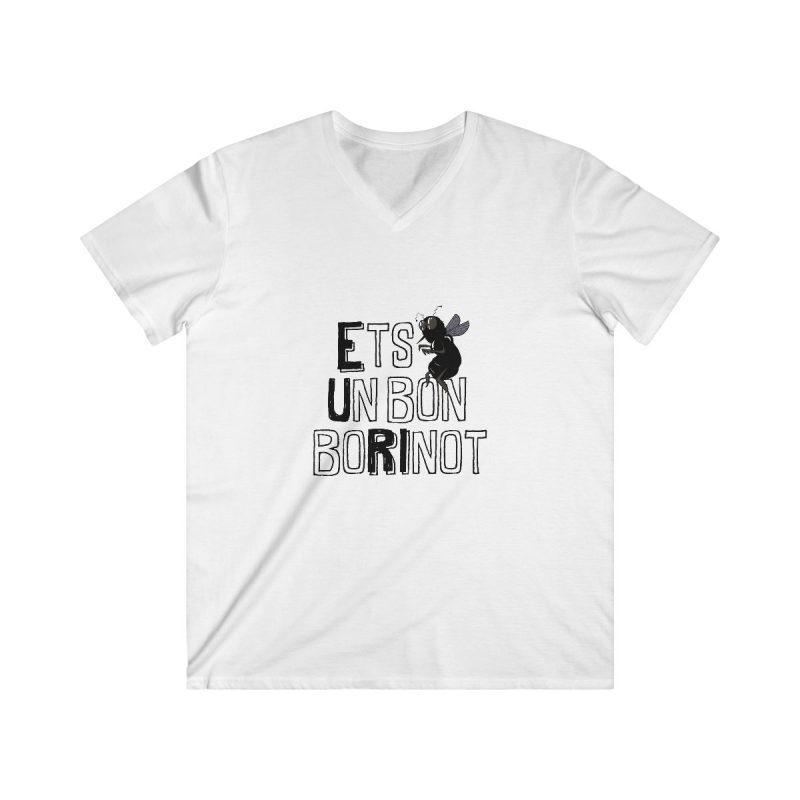 Camiseta hombre entallada cuello de pico - Blanco - Camiseta «Ets un bon borinot»