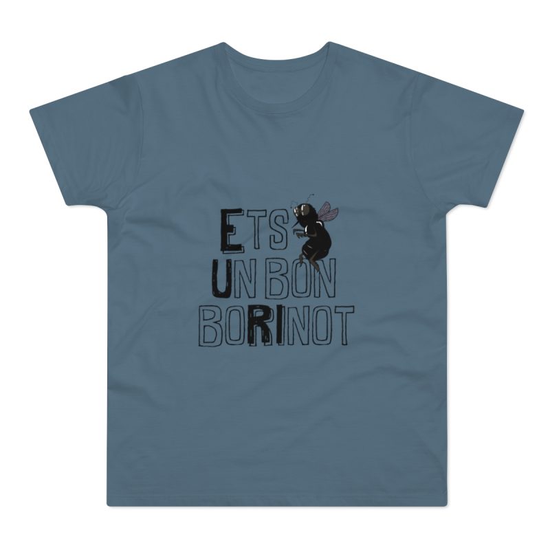 Camiseta hombre punto liso - Azul piedra - Camiseta «Ets un bon borinot»
