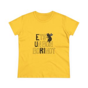 Camiseta mujer algodon medio - Amarillo margarita - Camiseta «Ets un bon borinot»