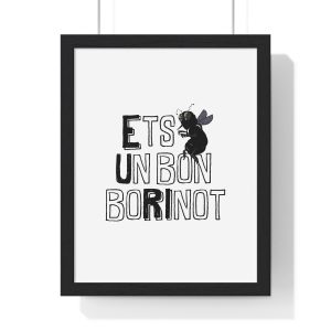 Poster enmarcado vertical - Negro - Camiseta «Ets un bon borinot»