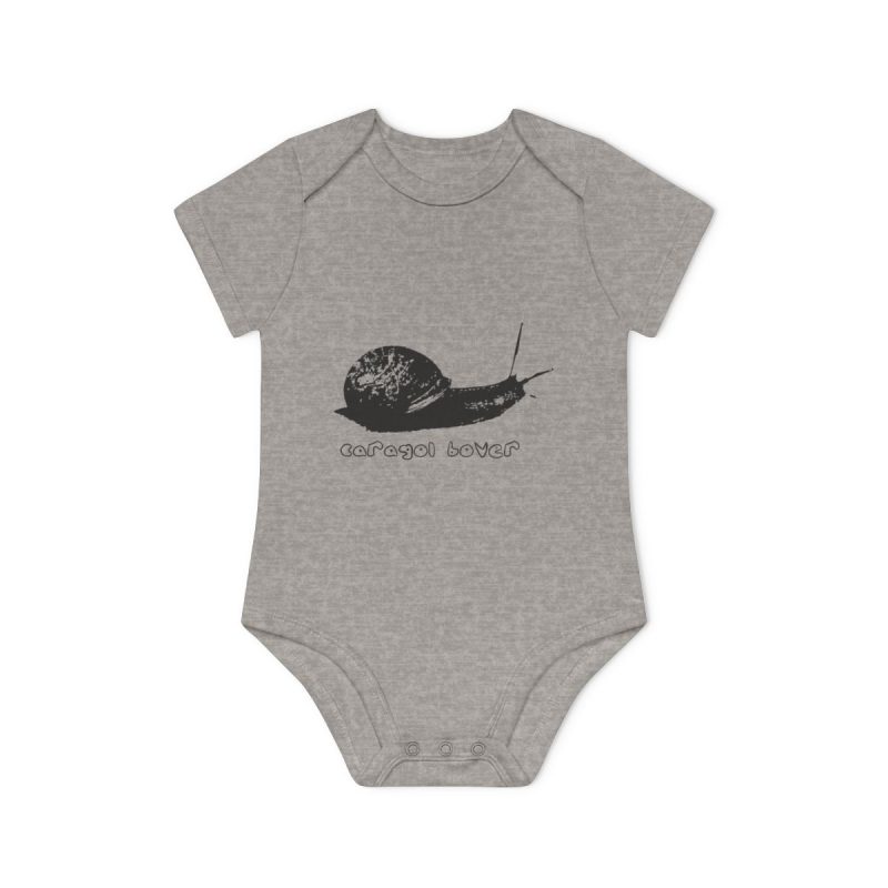Body bebe manga corta organico - Gris jaspeado melange - Camiseta Caragol Bover Cans
