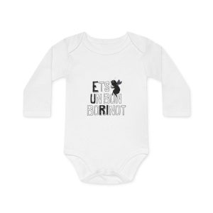 Body bebe manga larga organico - Blanco - Camiseta «Ets un bon borinot»