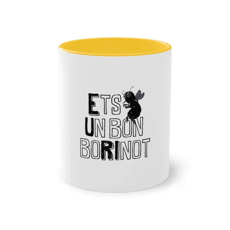 Taza bicolor - Amarillo dorado - Camiseta «Ets un bon borinot»