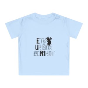 Camiseta de bebe - Azul empolvado - Camiseta «Ets un bon borinot»