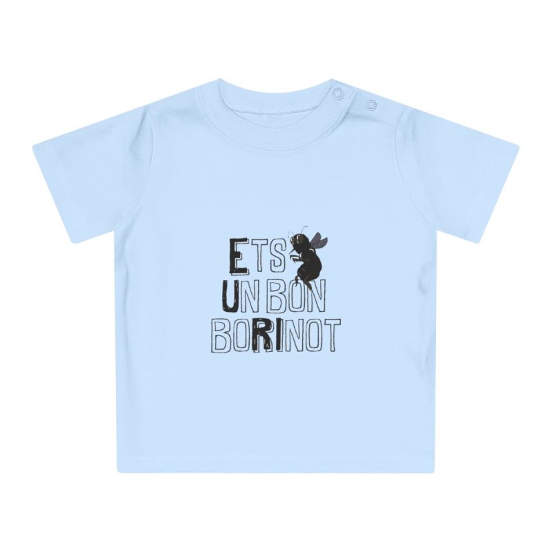 Camiseta de bebe - Azul empolvado - Camiseta «Ets un bon borinot» Camiseta de bebe - Azul empolvado - Camiseta «Ets un bon borinot»