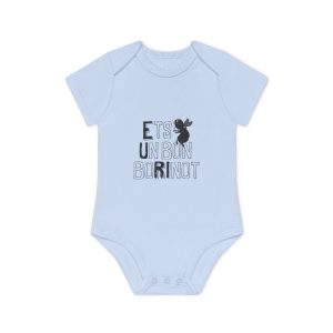 Body bebe manga corta organico - Azul empolvado - Camiseta «Ets un bon borinot»