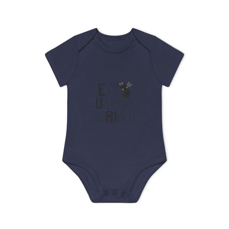 Body bebe manga corta organico - Azul marino nautico - Camiseta «Ets un bon borinot»