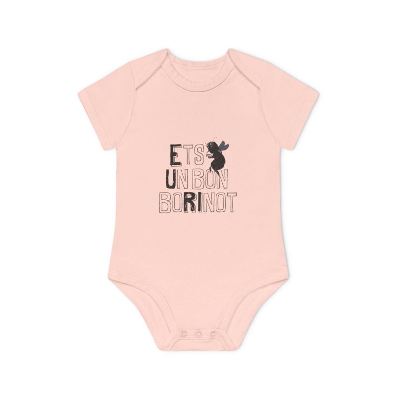 Body bebe manga corta organico - Rosa empolvado - Camiseta «Ets un bon borinot»