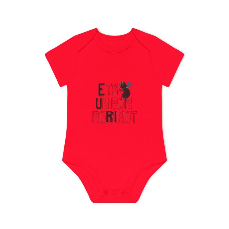 Body bebe manga corta organico - Rojo - Camiseta «Ets un bon borinot»