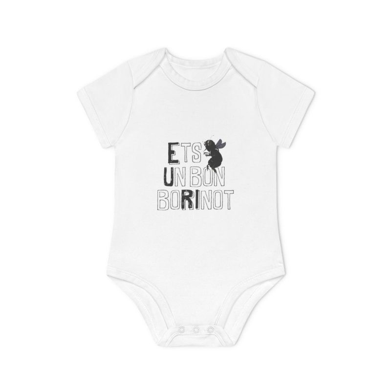 Body bebe manga corta organico - Blanco - Camiseta «Ets un bon borinot»