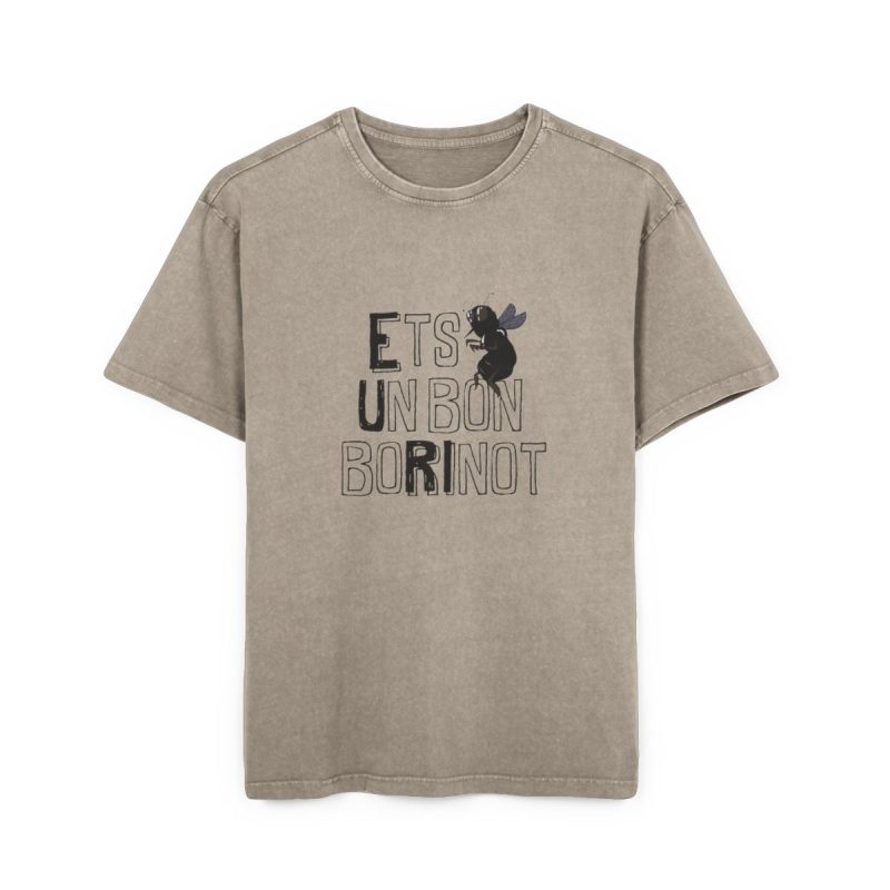 Camiseta oversize lavado acido - Caqui oscuro - Camiseta «Ets un bon borinot»