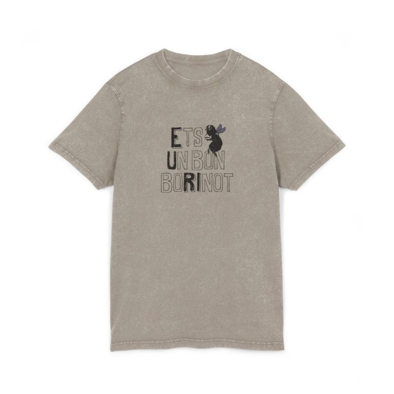 Camiseta lavado acido cuello redondo - Caqui oscuro - Camiseta «Ets un bon borinot»