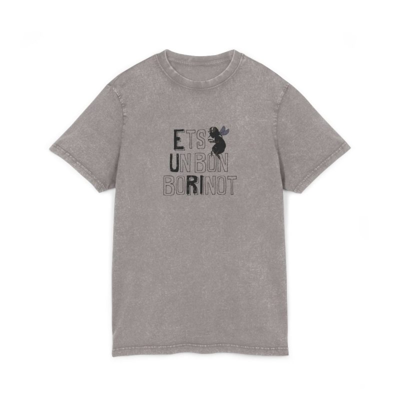 Camiseta lavado acido cuello redondo - Gris asfalto - Camiseta «Ets un bon borinot»