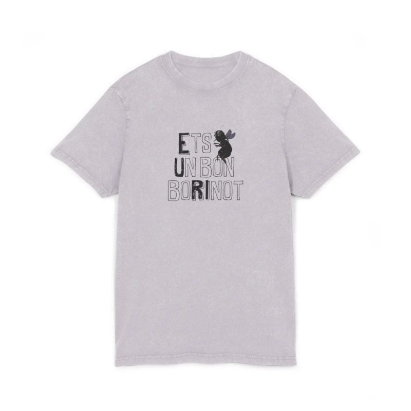 Camiseta lavado acido cuello redondo - Lila suave - Camiseta «Ets un bon borinot»