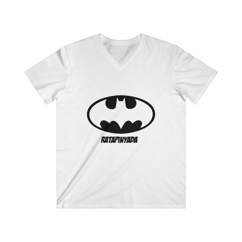 Camiseta hombre entallada cuello de pico - Blanco - Rata Pinyada Batman
