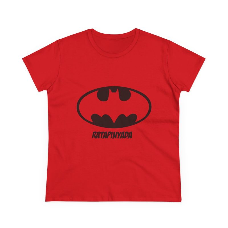 Camiseta mujer algodon medio - Rojo - Rata Pinyada Batman