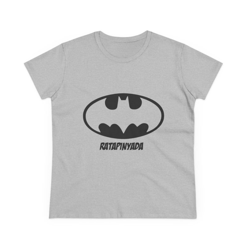 Camiseta mujer algodon medio - Gris deportivo - Rata Pinyada Batman