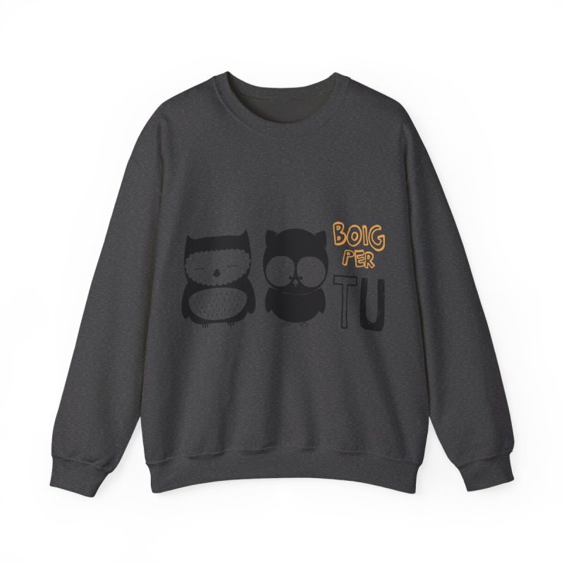 Sudadera cuello redondo - Gris oscuro jaspeado - Camiseta «Boig per tu»