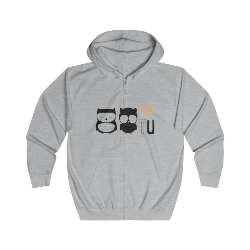 Sudadera con capucha y cremallera - Gris jaspeado claro - Camiseta «Boig per tu»