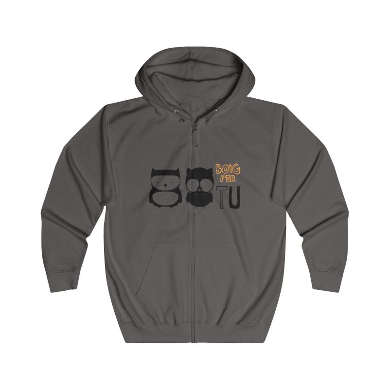 Sudadera con capucha y cremallera - Gris acero - Camiseta «Boig per tu»