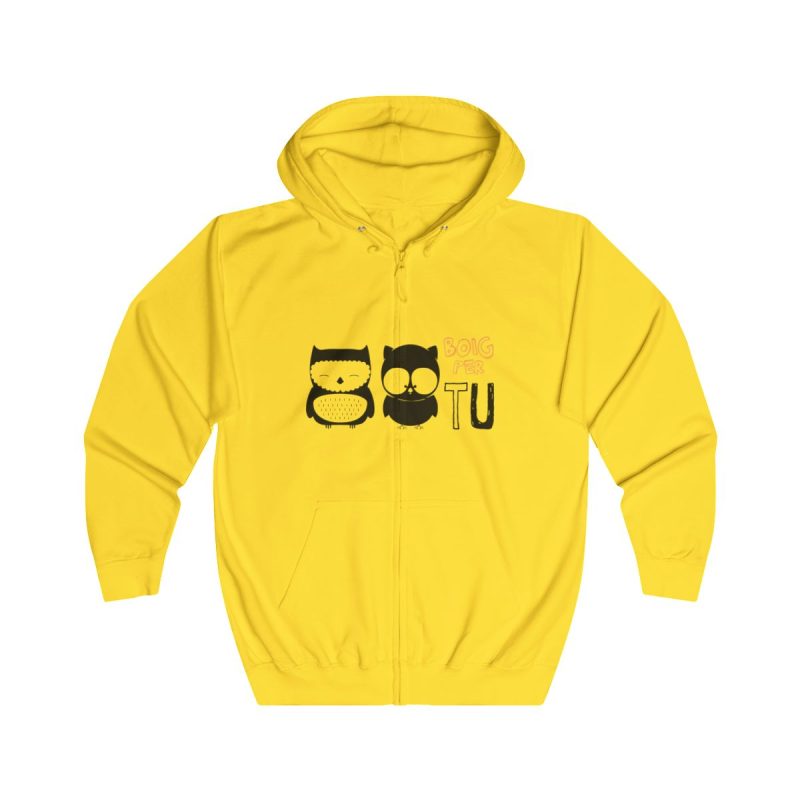 Sudadera con capucha y cremallera - Amarillo sol - Camiseta «Boig per tu»