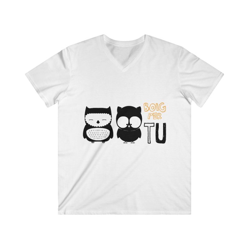 Camiseta hombre entallada cuello de pico - Blanco - Camiseta «Boig per tu»