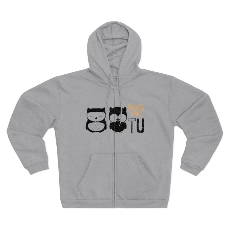Sudadera capucha con cremallera premium - Gris jaspeado claro - Camiseta «Boig per tu»