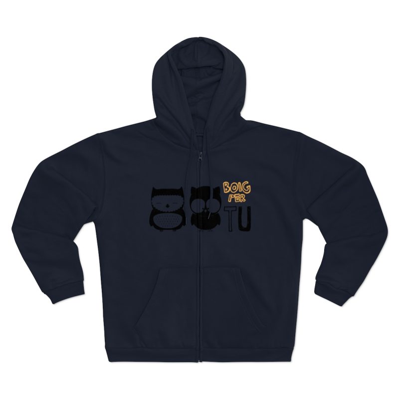 Sudadera capucha con cremallera premium - Azul marino - Camiseta «Boig per tu»