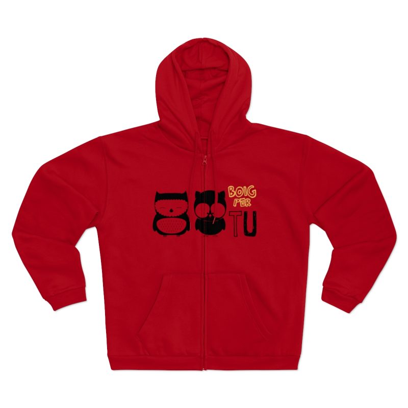 Sudadera capucha con cremallera premium - Rojo - Camiseta «Boig per tu»