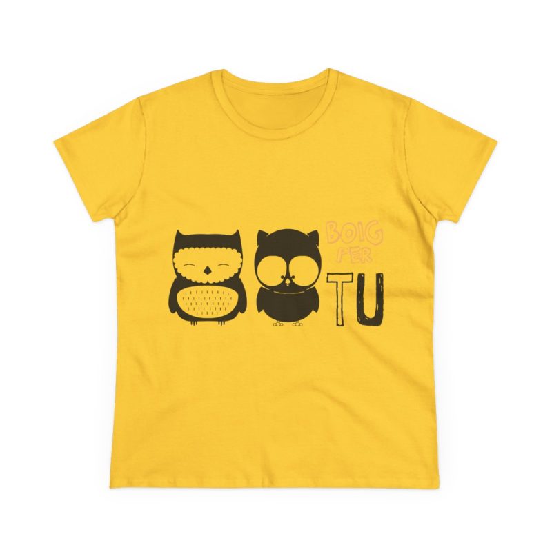 Camiseta mujer algodon medio - Amarillo margarita - Camiseta «Boig per tu» Camiseta mujer algodon medio - Amarillo margarita - Camiseta «Boig per tu»