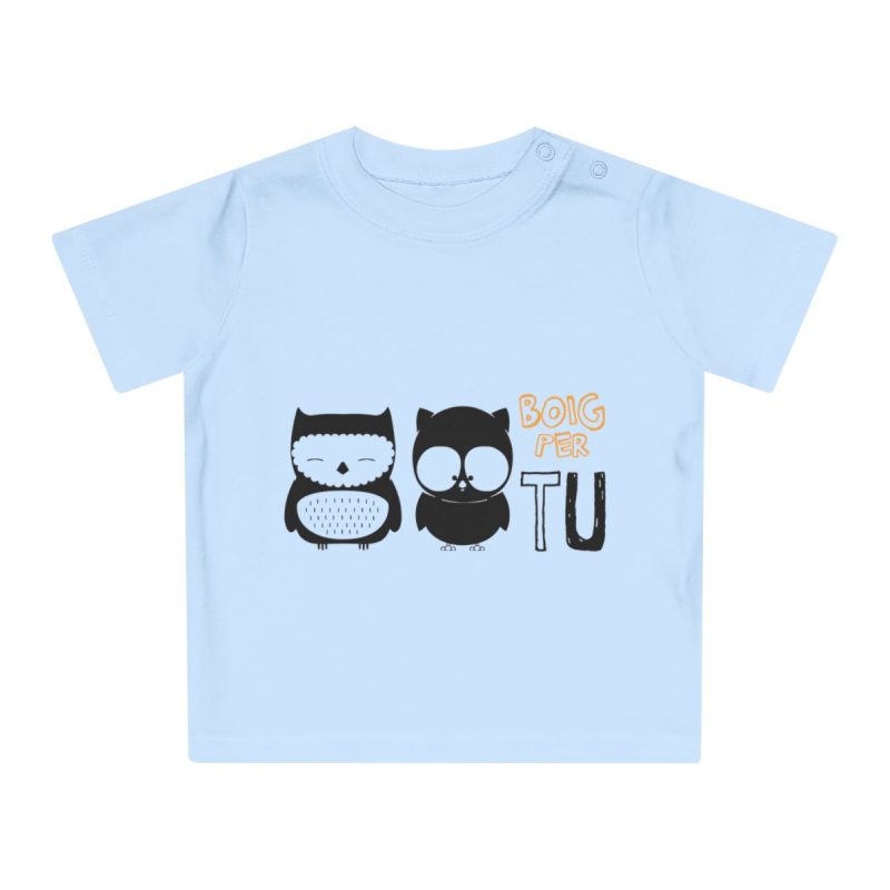 Camiseta de bebe - Azul empolvado - Camiseta «Boig per tu» Camiseta de bebe - Azul empolvado - Camiseta «Boig per tu»