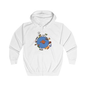 Sudadera con capucha y cremallera - Blanco artico - Camiseta «cada casa es un mon sense»