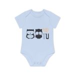 Body bebe manga corta organico - Azul empolvado - Camiseta «Boig per tu»