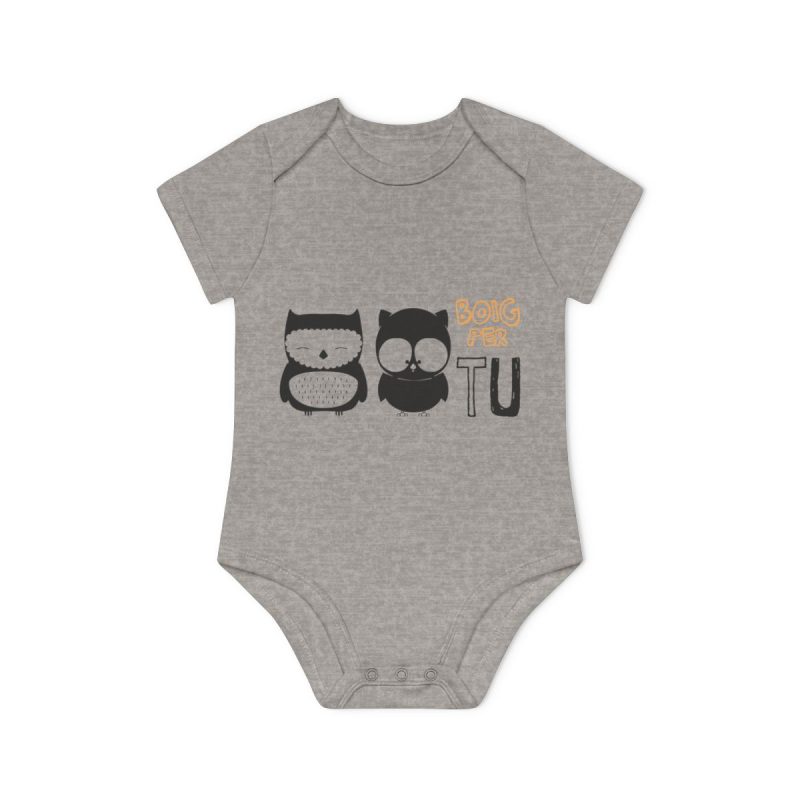 Body bebe manga corta organico - Gris jaspeado melange - Camiseta «Boig per tu»