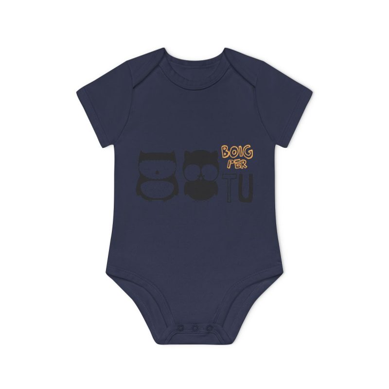 Body bebe manga corta organico - Azul marino nautico - Camiseta «Boig per tu»